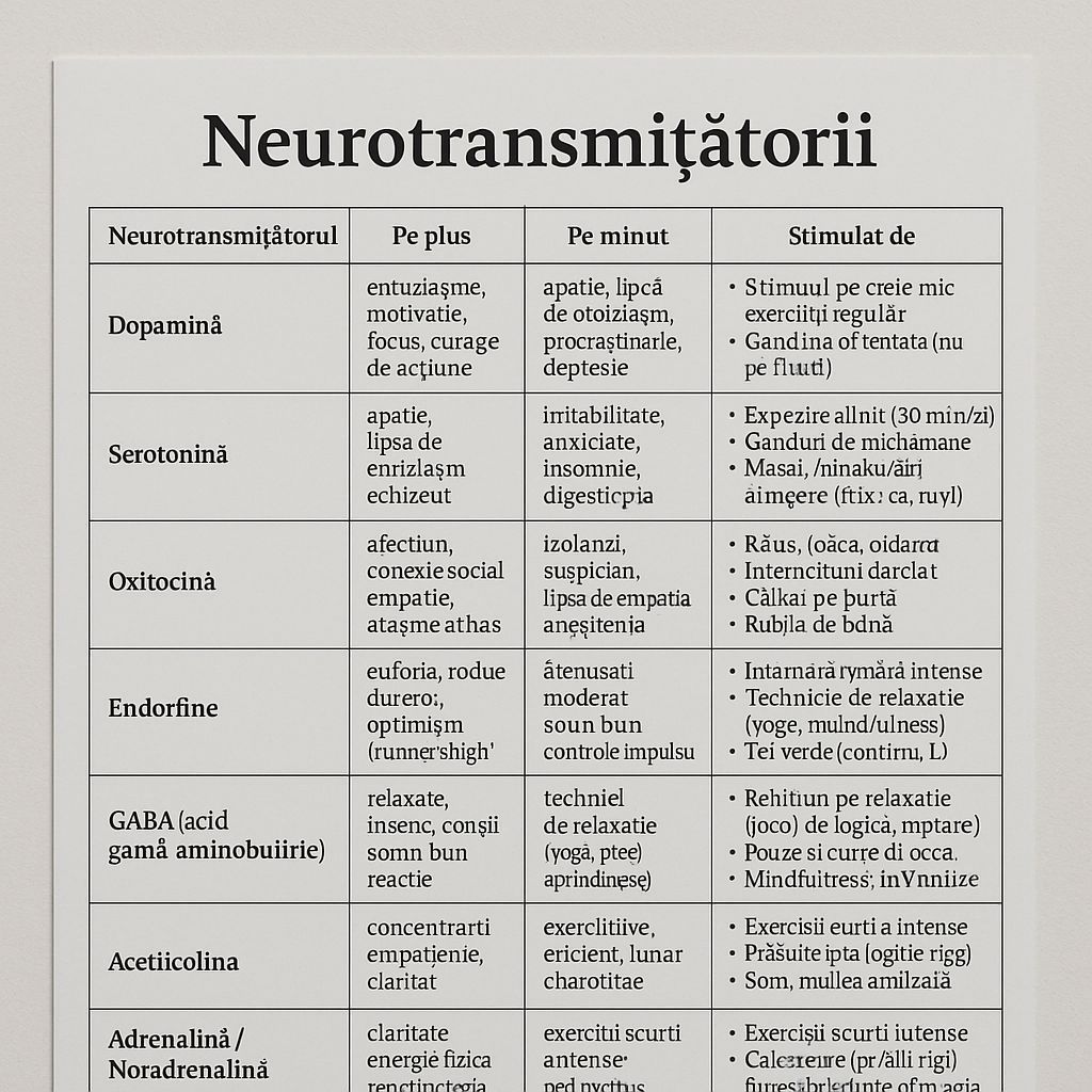 Neurotransmitatorii si echilibrul emotional: cum iti influenteaza creierul starea de bine