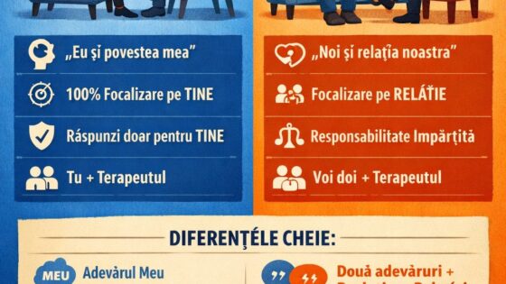 Psihoterapia individuala vs psihoterapia de cuplu: ce alegi si cand
