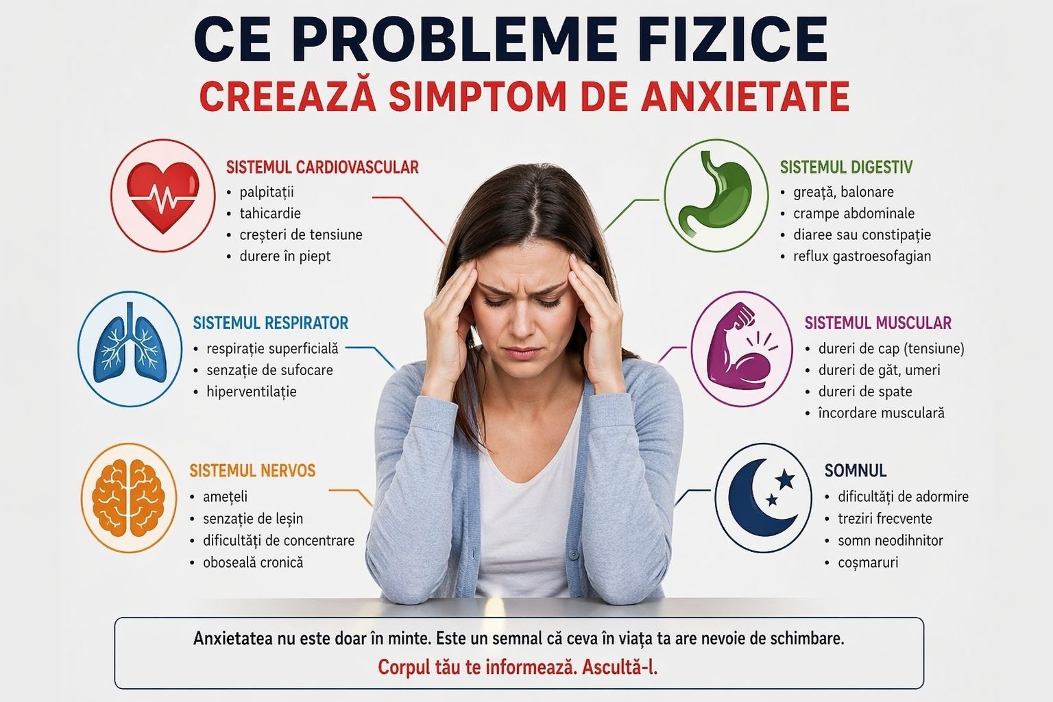 Manifestari fizice ale anxietatii: cum iti vorbeste corpul