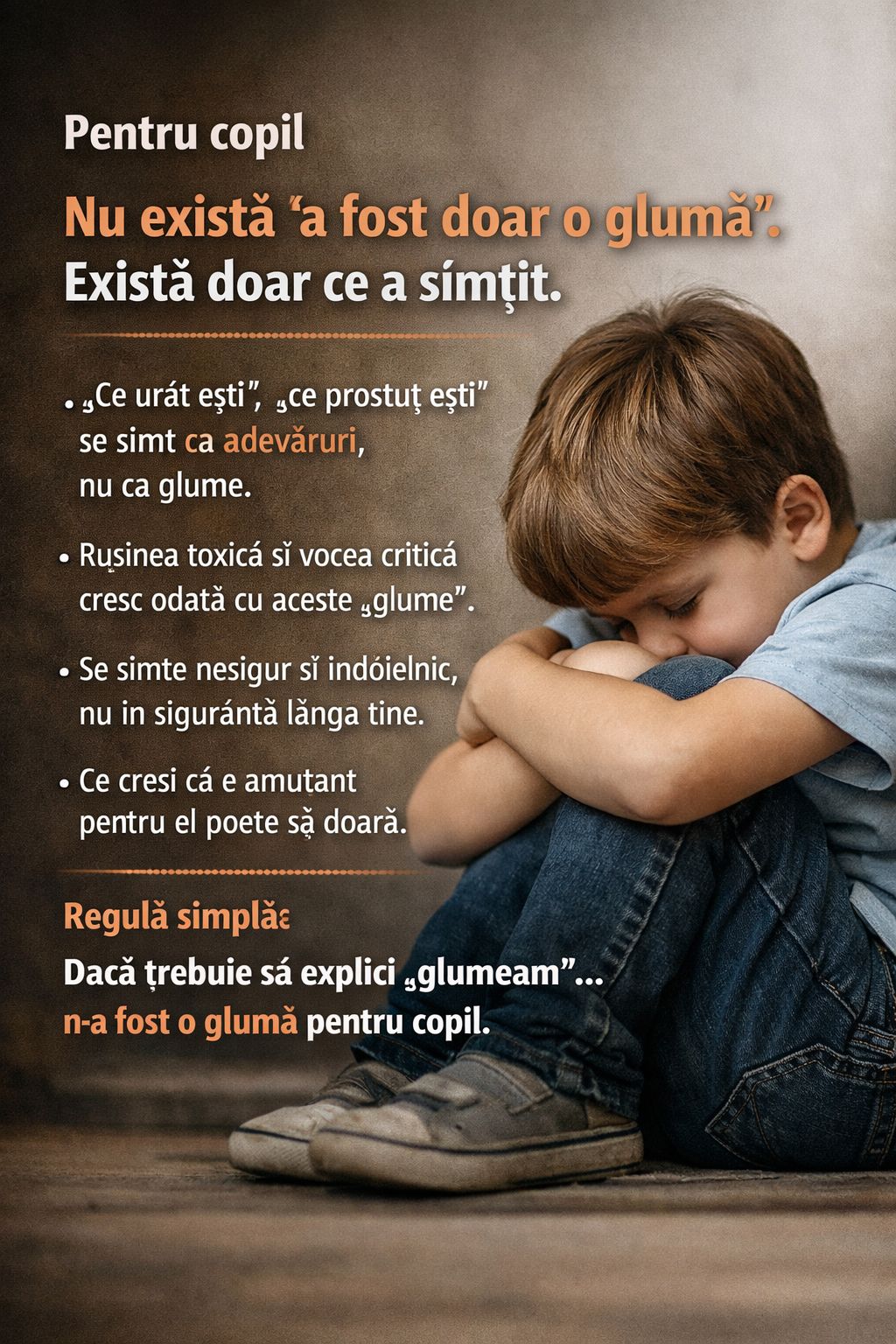 Copii mici nu inteleg glumele: cum le afecteaza stima de sine